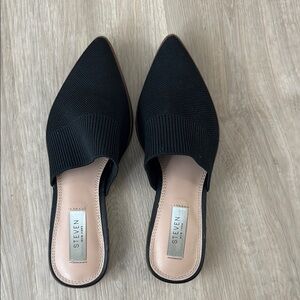 Steven By Steve Madden Black Mules Classic Slip-On Design